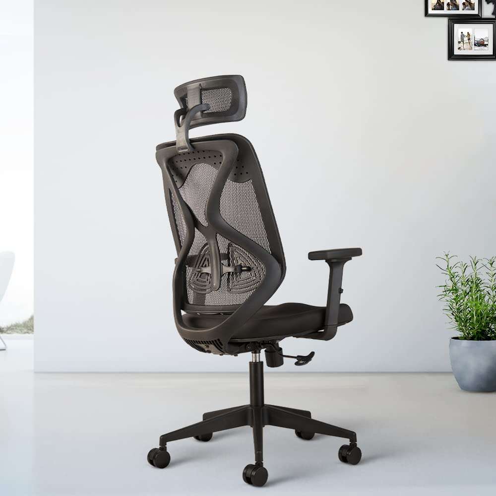 C76 - Ergonomic Mesh Home & Office Chair Imported Pneumatic Hydraulic | 2D Padded Adjustable (High Back - Black Color)